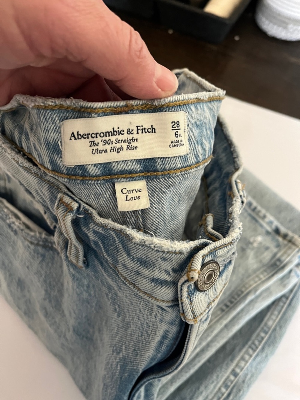Abercrombie and Fitch Curve Love Ultra High Rise 90s Straight Jean Sz 28 / 6 xl - Picture 4 of 14